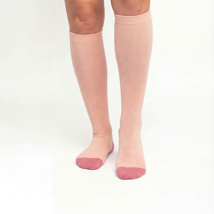 Bamboo Wide Compression Socks - Peach Pink