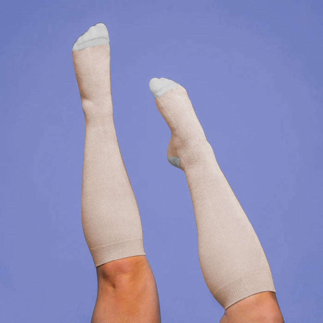 Bamboo Wide Compression Socks - Sesame Beige