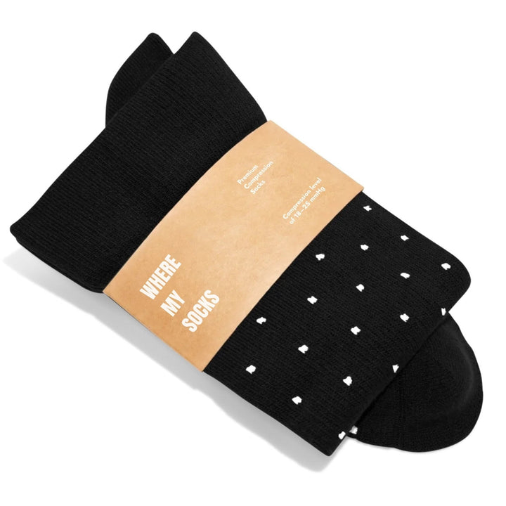 Bamboo Wide Compression Socks - Black Polka Dot