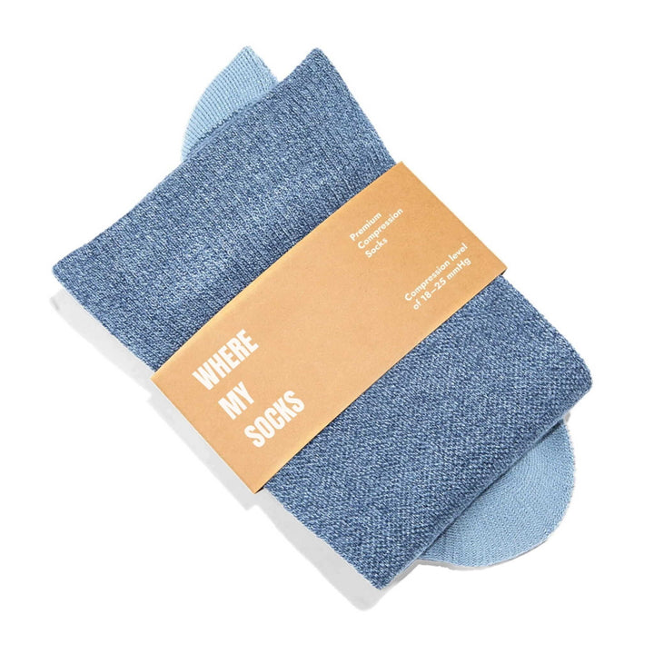 Bamboo Wide Compression Socks - Denim Blue