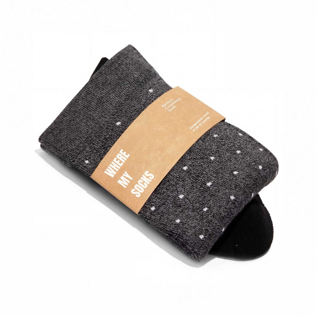 Bamboo Wide Compression Socks - Charcoal Dot