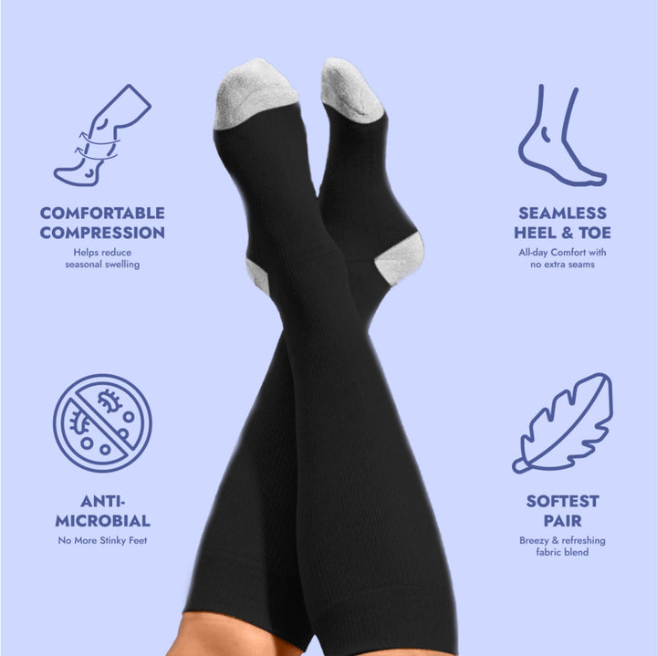 Bamboo Wide Compression Socks - Black