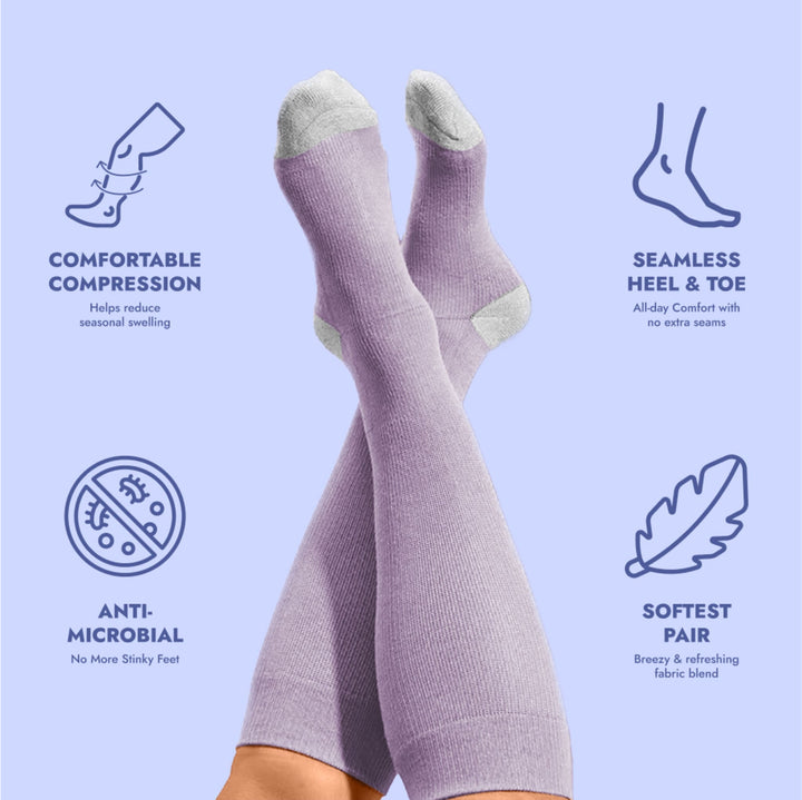 Bamboo Wide Compression Socks - Lavender