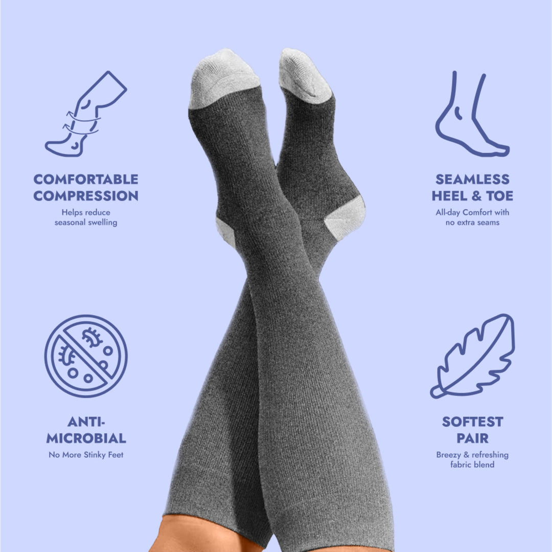 Bamboo Wide Compression Socks - gray