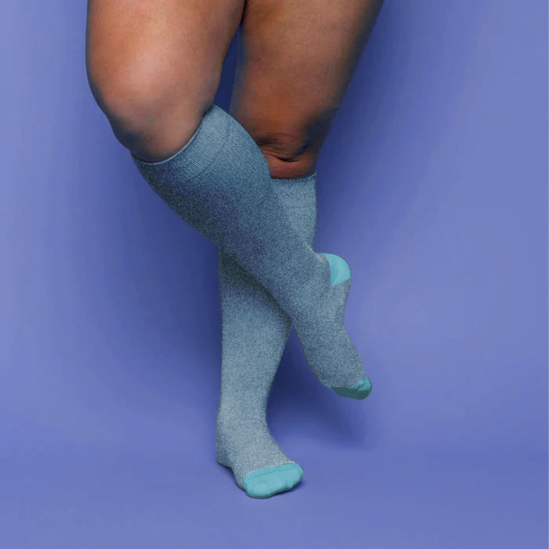 Bamboo Wide Compression Socks - Denim Blue