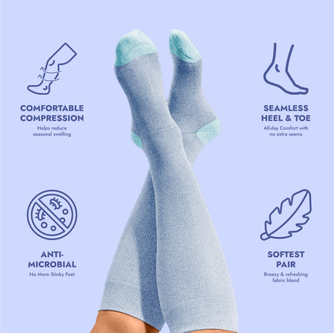 Bamboo Wide Compression Socks - Denim Blue