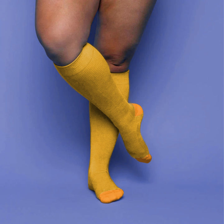 Bamboo Wide Compression Socks - Sunny Yellow