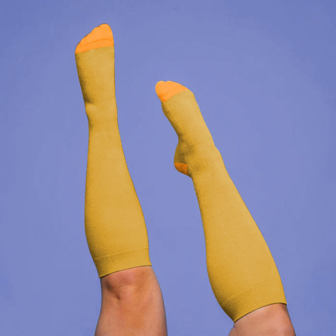 Bamboo Wide Compression Socks - Sunny Yellow