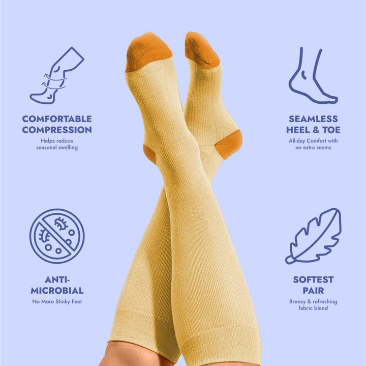 Bamboo Wide Compression Socks - Sunny Yellow