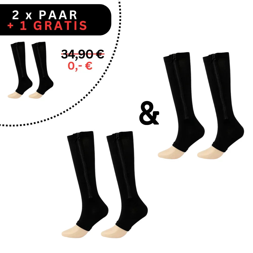 Comfortable compression stockings with zipper
