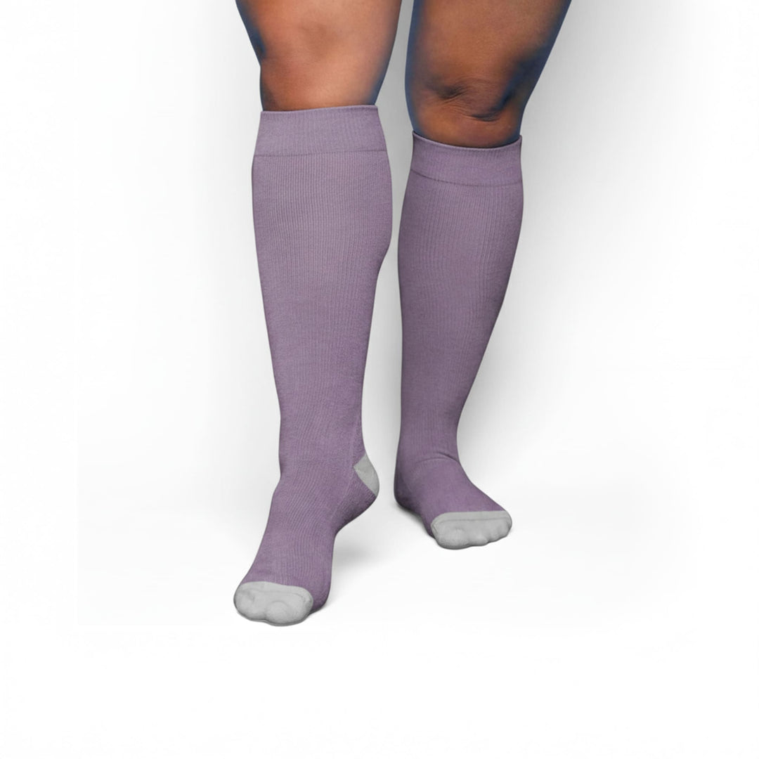 Bamboo Wide Compression Socks - Lavender