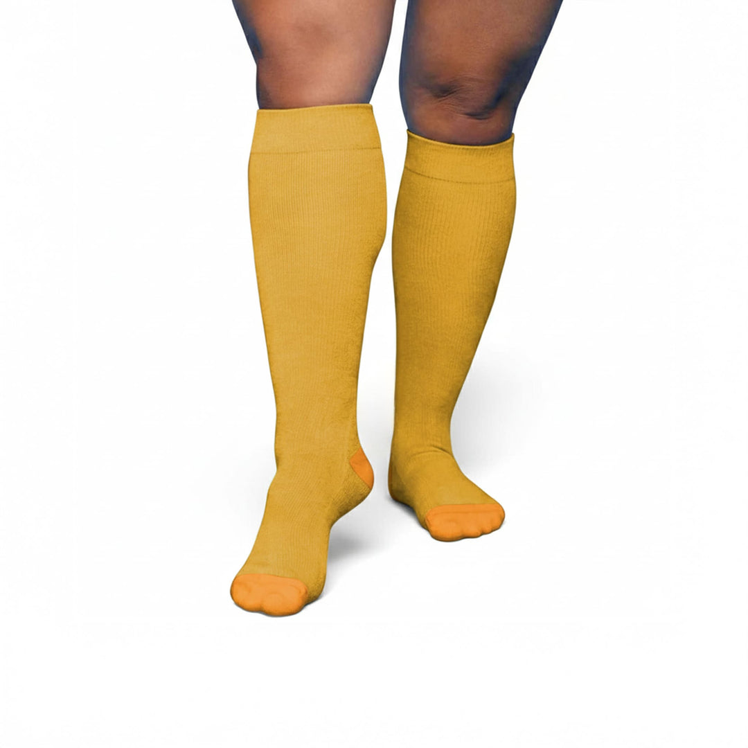Bamboo Wide Compression Socks - Sunny Yellow