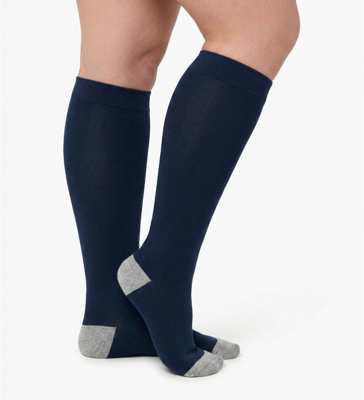 Bamboo Wide Compression Socks - Midnight Blue