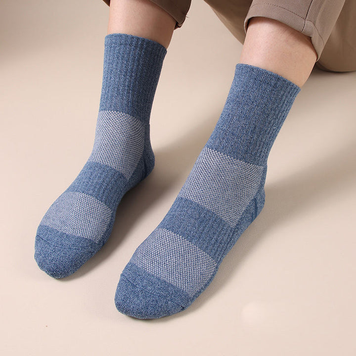 Cushioned Terry-Lined Non-Slip Grip Crew Socks with Plush Insole