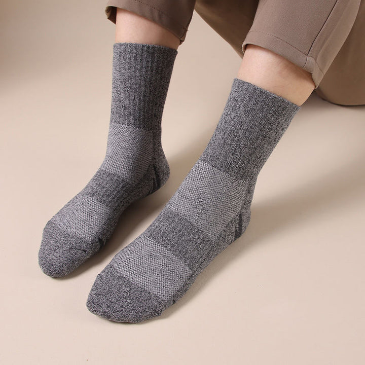 Cushioned Terry-Lined Non-Slip Grip Crew Socks with Plush Insole