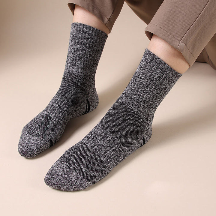 Cushioned Terry-Lined Non-Slip Grip Crew Socks with Plush Insole