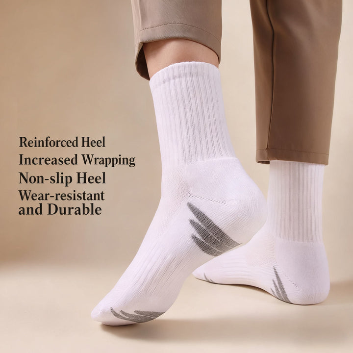 Cushioned Terry-Lined Non-Slip Grip Crew Socks with Plush Insole