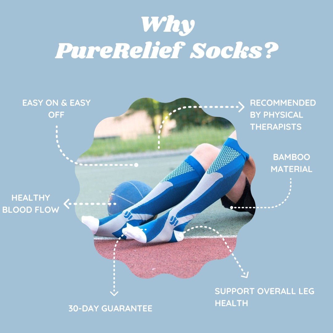 Graduated compression stockings for pain relief, improved blood circulation, and all-day comfort