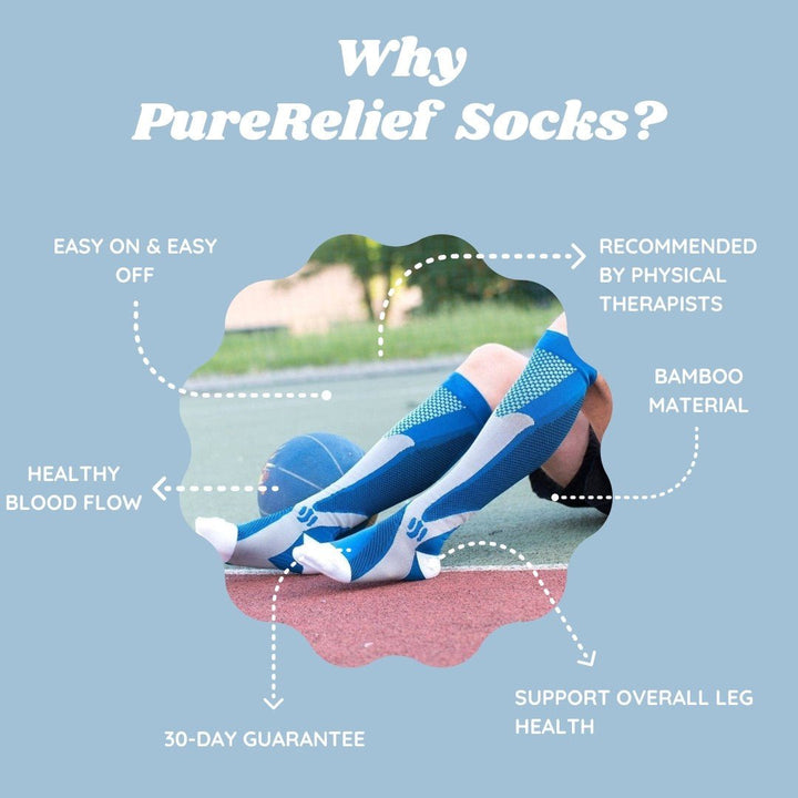 Graduated compression stockings for pain relief, improved blood circulation, and all-day comfort
