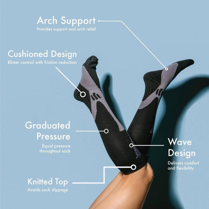 Graduated compression stockings for pain relief, improved blood circulation, and all-day comfort