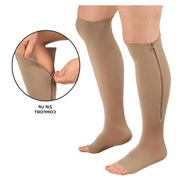 CIRCULOFLEX – Zipper Compression Socks 20-30 mmHg with Open Toe Design