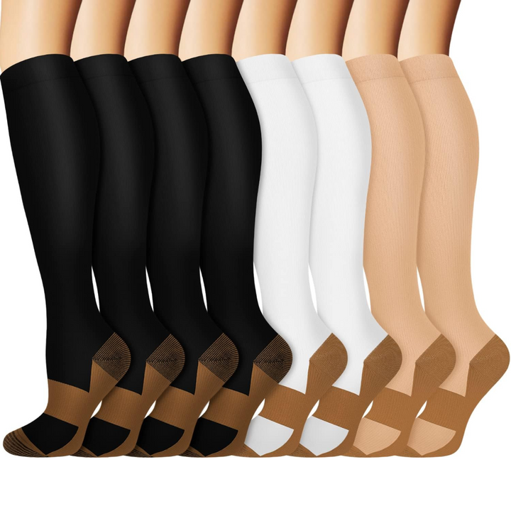 Gradual Compression Copper Socks 15-20mmHg (8 Pairs) - StepRelief