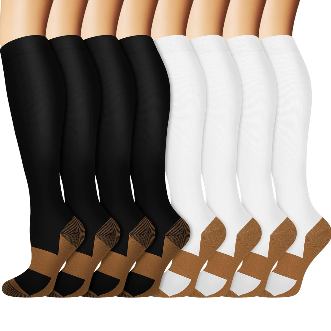 Gradual Compression Copper Socks 15-20mmHg (8 Pairs) - StepRelief