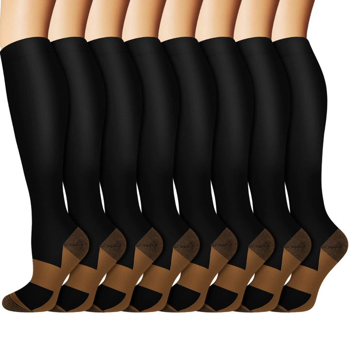 Gradual Compression Copper Socks 15-20mmHg (8 Pairs) - StepRelief