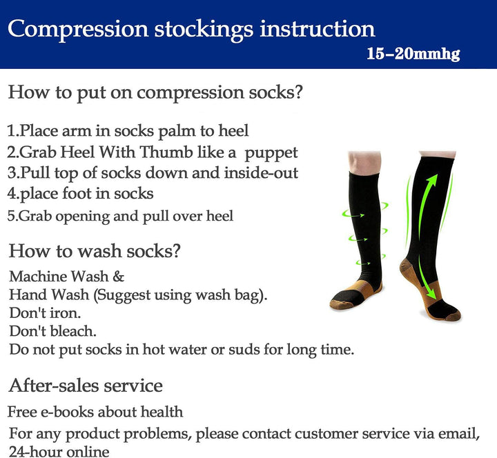 Gradual Compression Copper Socks 15-20mmHg (8 Pairs) - StepRelief