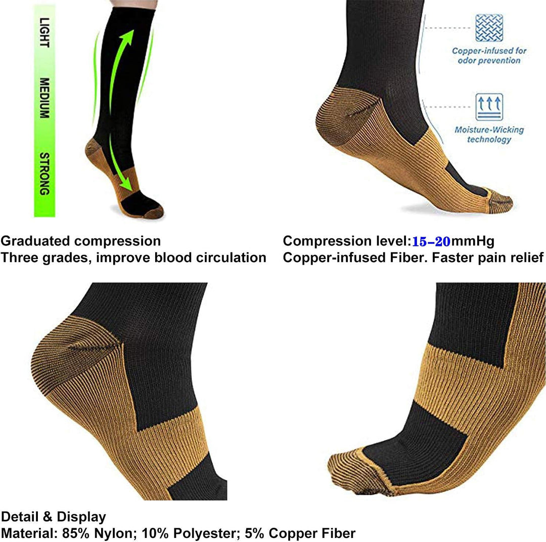 Gradual Compression Copper Socks 15-20mmHg (8 Pairs) - StepRelief