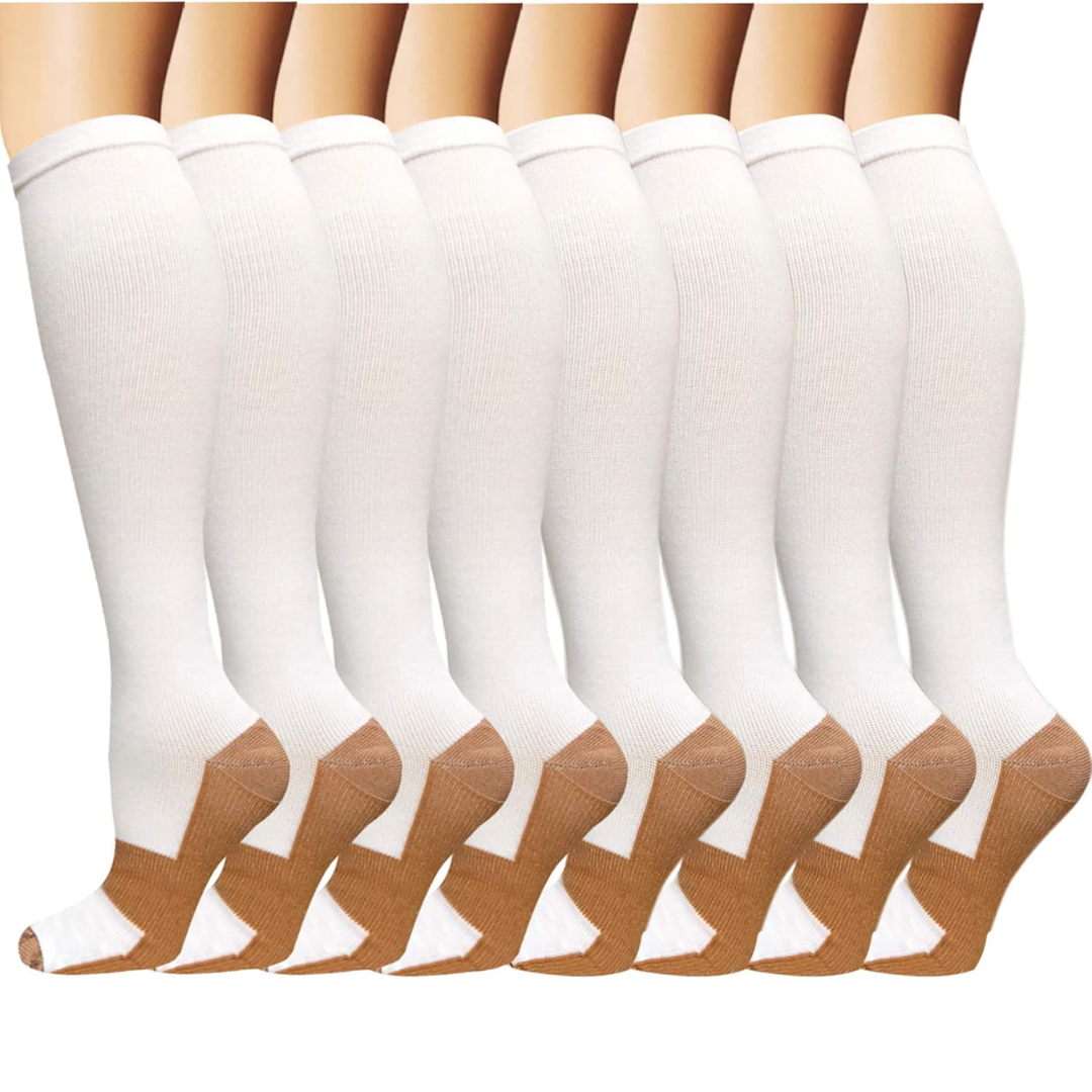 Gradual Compression Copper Socks 15-20mmHg (8 Pairs) - StepRelief