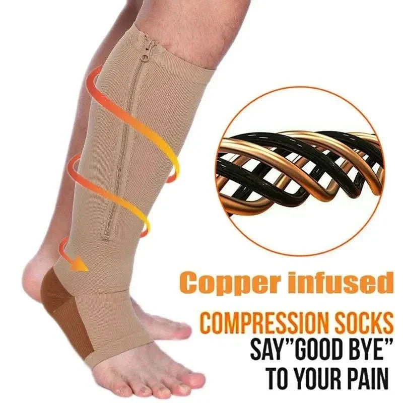 Compression Socks with Zipper for Support and Relief