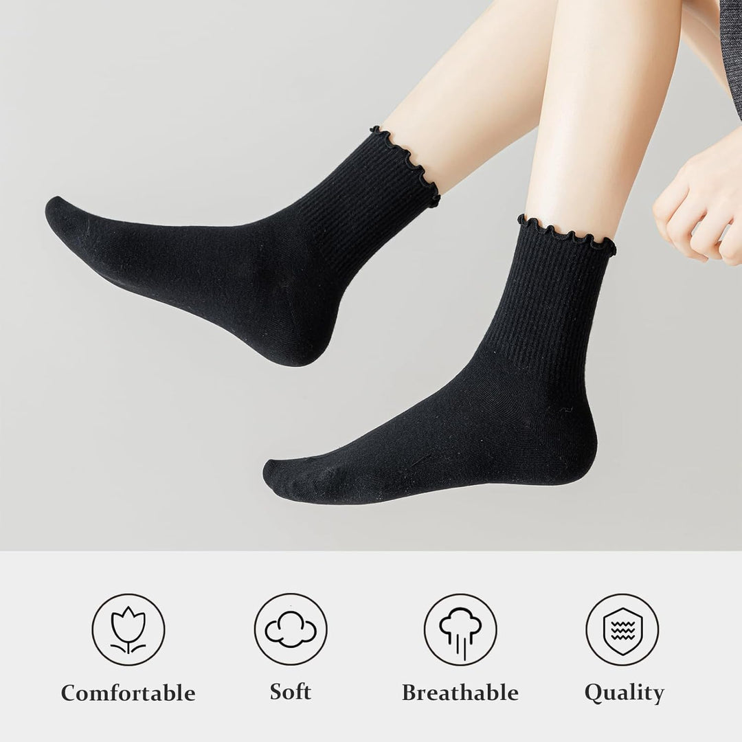 Ruffled Cotton Ankle Socks - Lisa