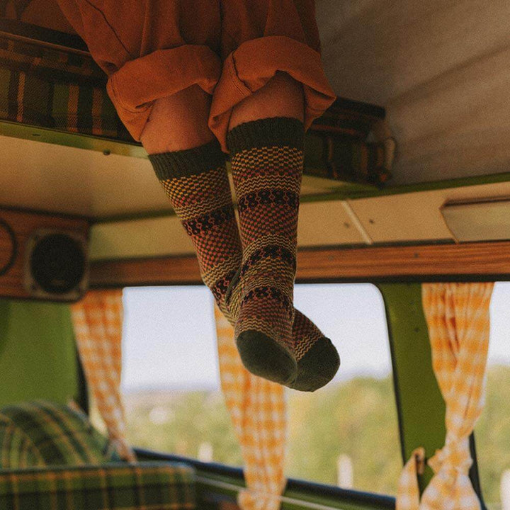 4-piece set of vintage autumn socks- Northern Lights