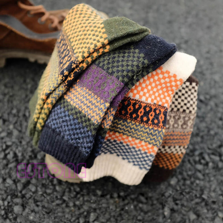 4-piece set of vintage autumn socks- Northern Lights